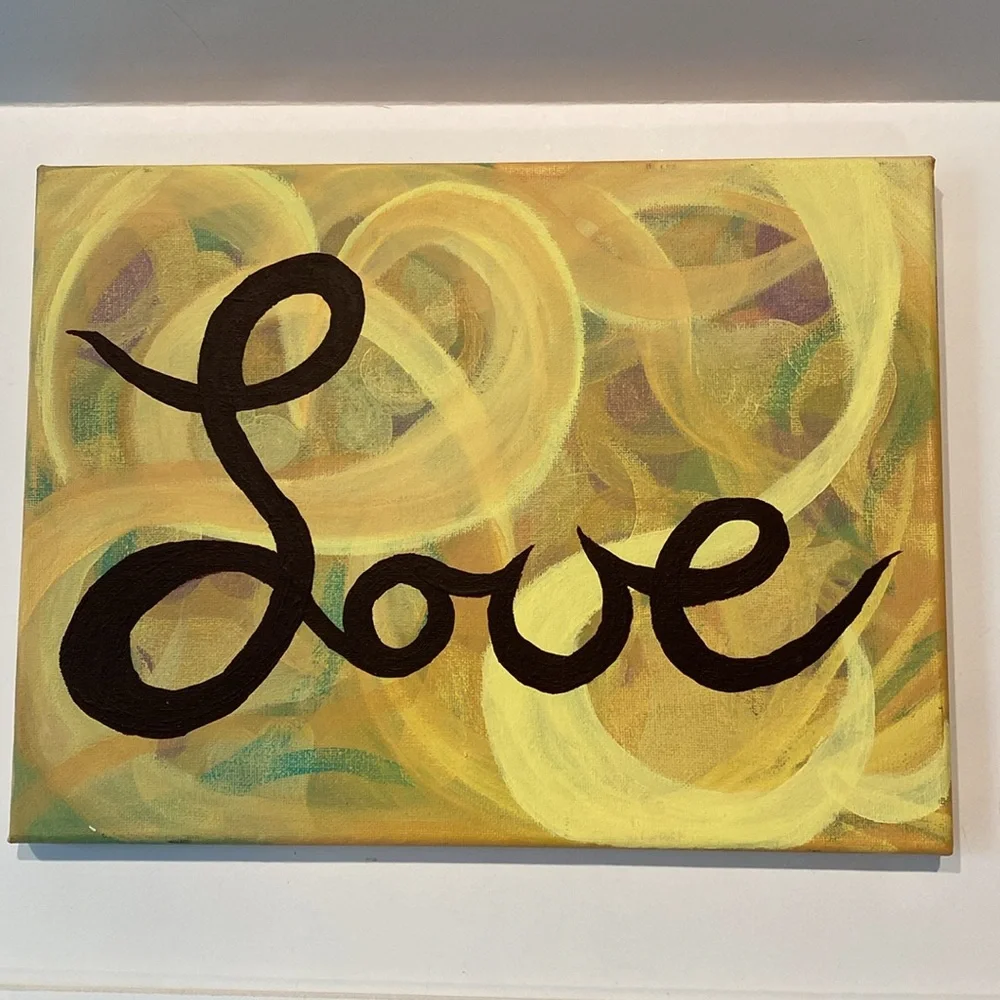 “Love” 12” x 9” Original Handmade Painting Wall Art Home Decor NWOT - Picture 8 of 11